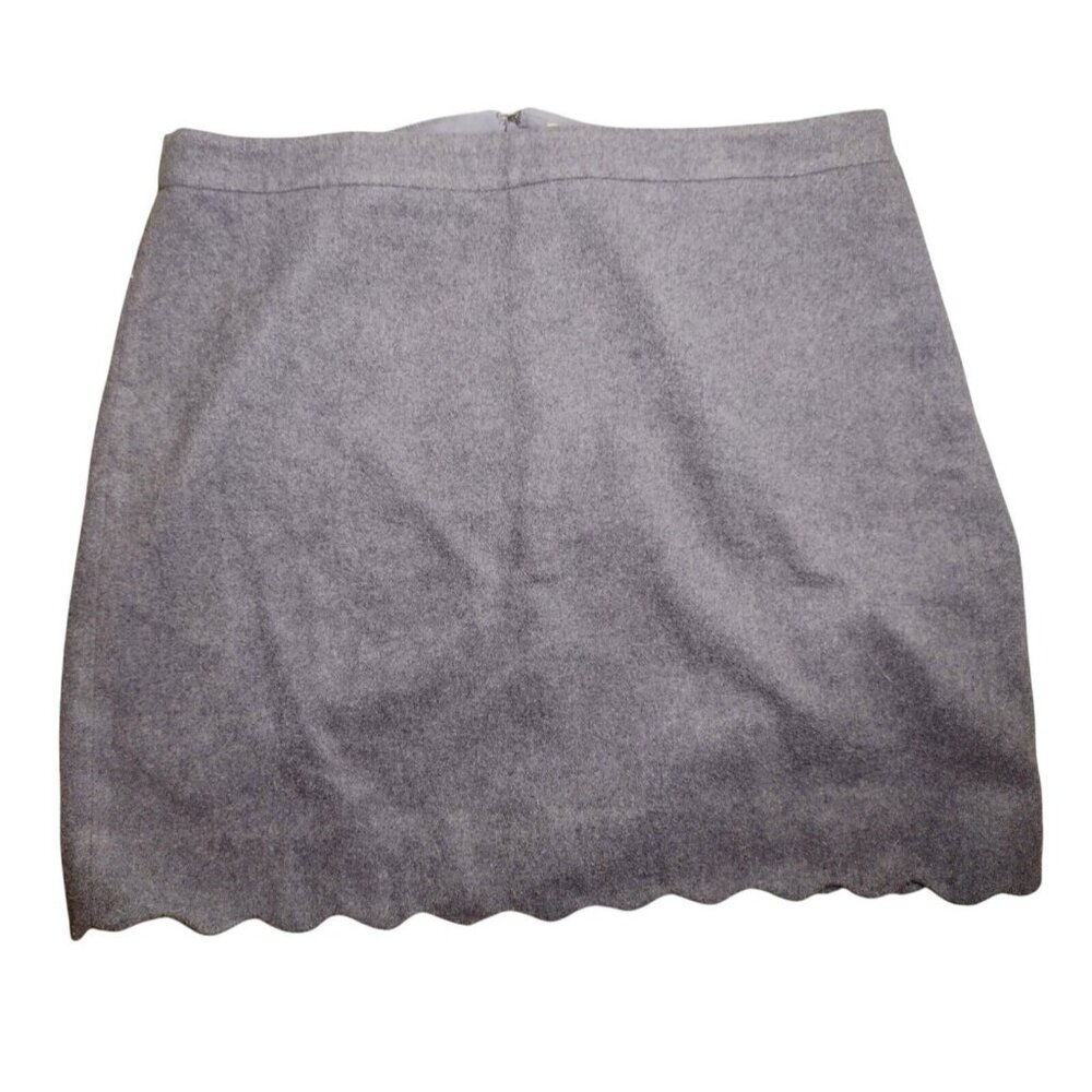 Loft Wool Blend Mini Skirt Size 14 Lined Scalloped Secretarycore Gray